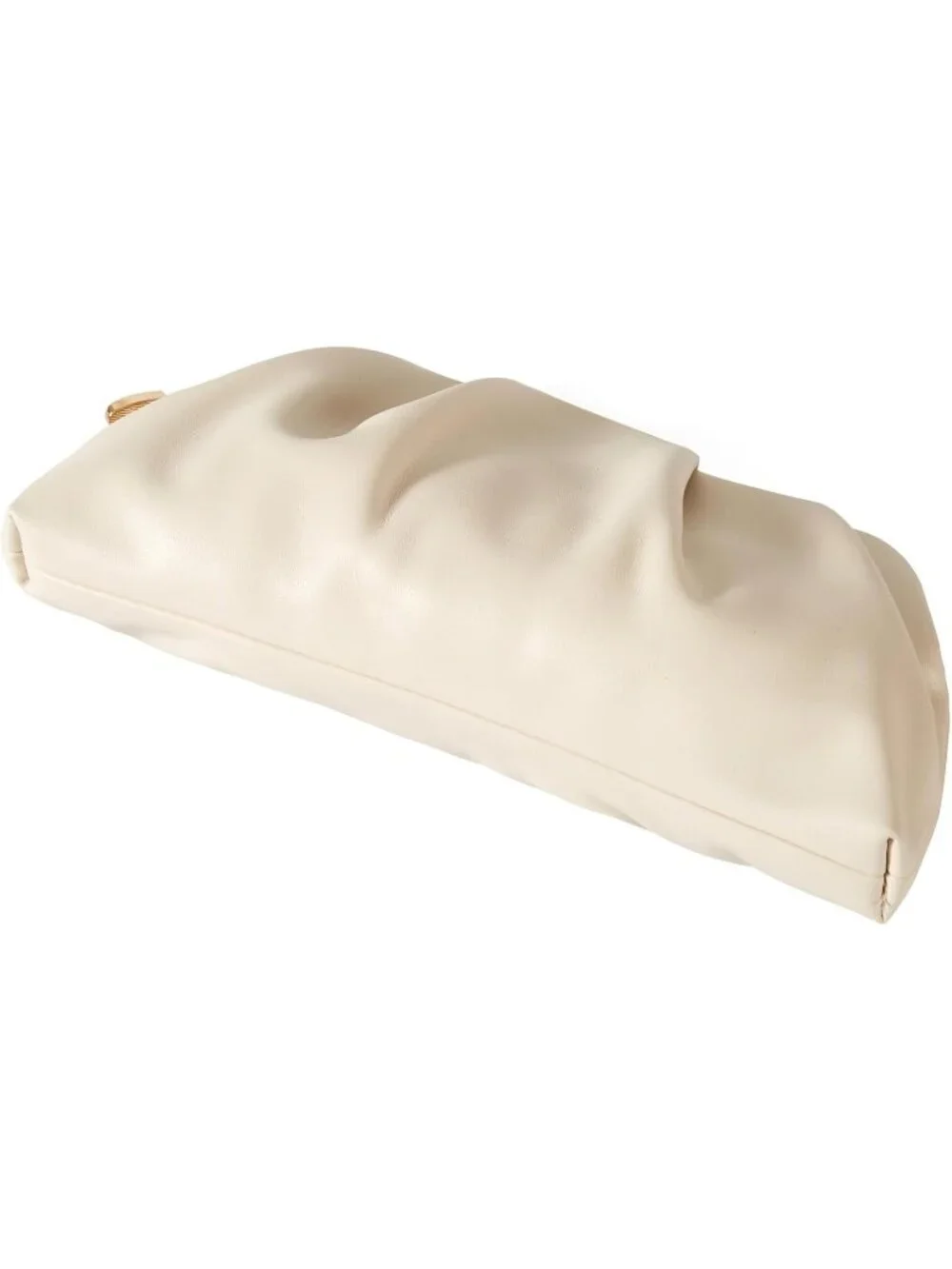 👜Women's Cream Leather Ruched Clutch Purse Detachable Metal Chain Crossbody Bag